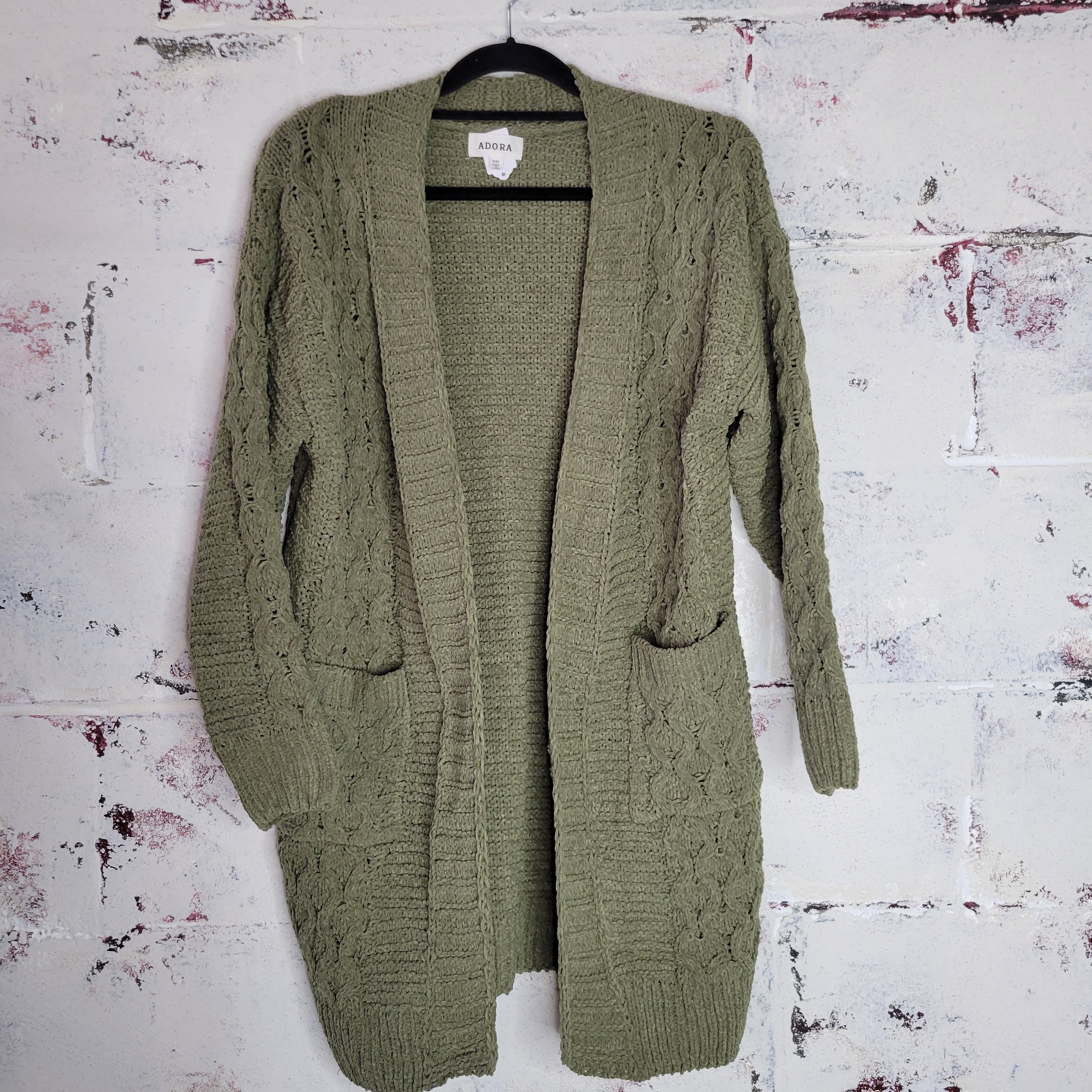 Olive green long cardigan sweater best sale